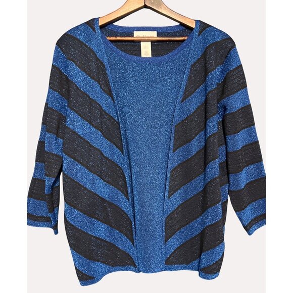 Alfred Dunner Metallic Cardigan Faux Set - Picture 1 of 7